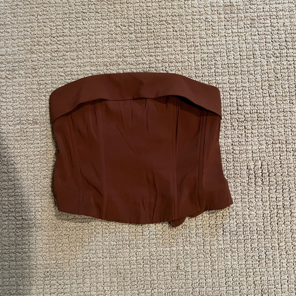 NWOT With Jean Brown corset top size small